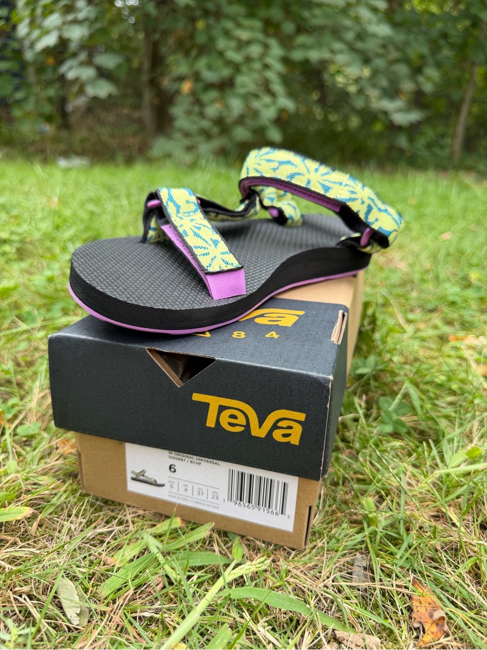 Teva Women’s Sandal - Black with Yellow and Pink Accents